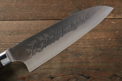 Takeshi Saji SRS13 Hammered Santoku Japanese Knife 180mm with Red Pakka wood Handle - Japanny - Best Japanese Knife