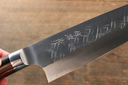 Takeshi Saji SRS13 Hammered Santoku Japanese Knife 180mm with Red Pakka wood Handle - Japanny - Best Japanese Knife