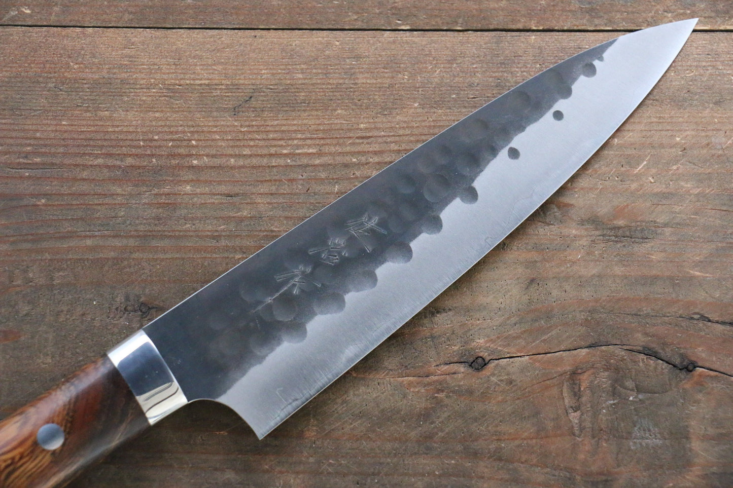 Takeshi Saji Blue Super Hammered  Gyuto Japanese Chef Knife 180mm with Iron Wood Handle - Japanny - Best Japanese Knife