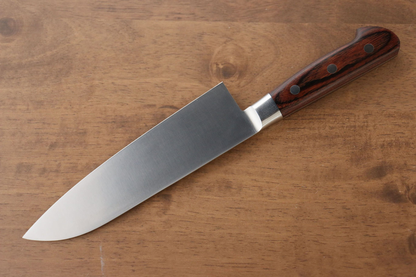 Iseya Molybdenum Santoku Japanese Knife 180mm Mahogany Pakka wood Handle - Japanny - Best Japanese Knife