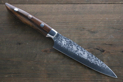 Yu Kurosaki Shizuku R2/SG2 Hammered Petty Japanese Chef Knife 120mm with Iron Wood Handle - Japanny - Best Japanese Knife