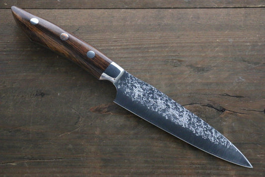 Yu Kurosaki Shizuku R2/SG2 Hammered Petty Japanese Chef Knife 120mm with Iron Wood Handle - Japanny - Best Japanese Knife