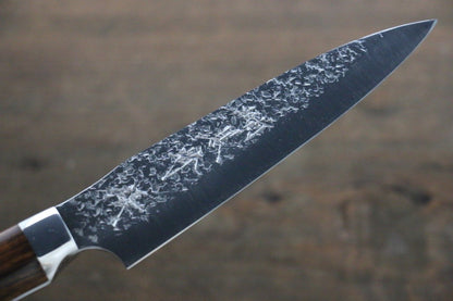 Yu Kurosaki Shizuku R2/SG2 Hammered Petty Japanese Chef Knife 120mm with Iron Wood Handle - Japanny - Best Japanese Knife