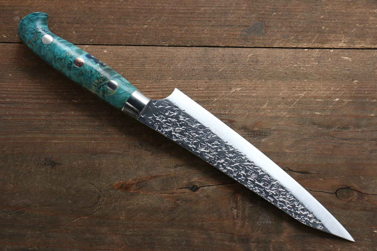 Yu Kurosaki Shizuku R2/SG2 Hammered Petty-Utility Japanese Knife 150mm with Stabilized wood Handle - Japanny - Best Japanese Knife