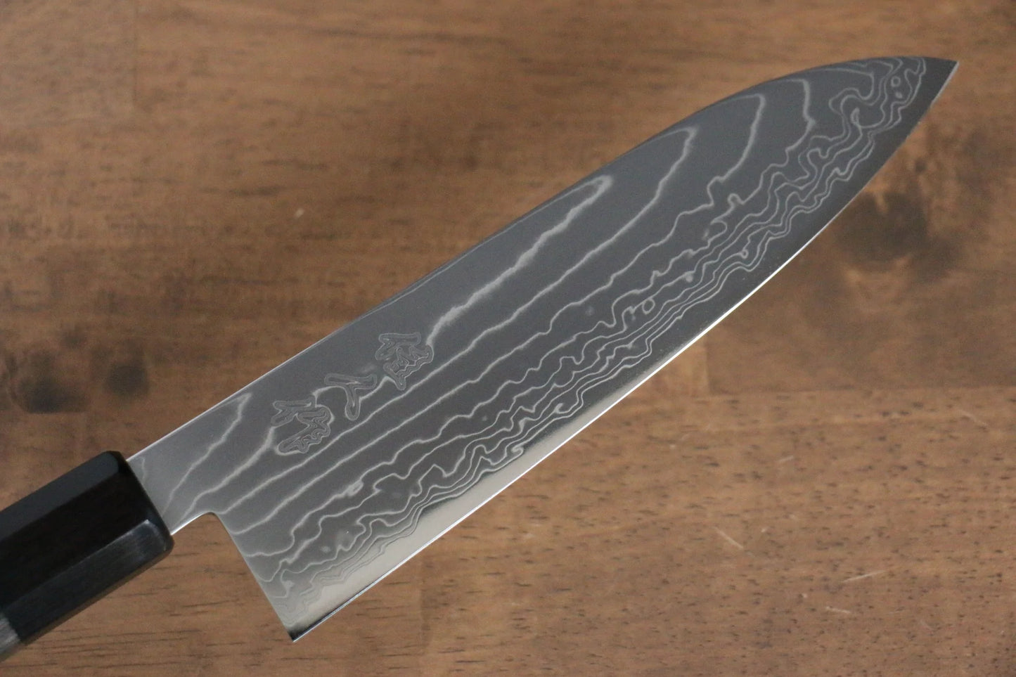 Thương hiệu Kajin Thép Cobalt đặc biệt Thép Damascus Dao đa năng Santoku dao Nhật 180mm chuôi dao gỗ Pakka xám