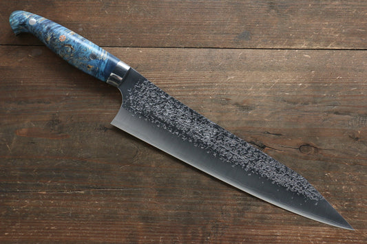 Yu Kurosaki Shizuku R2/SG2 Hammered Gyuto Japanese Knife 240mm with Stabilized wood Handle - Japanny - Best Japanese Knife