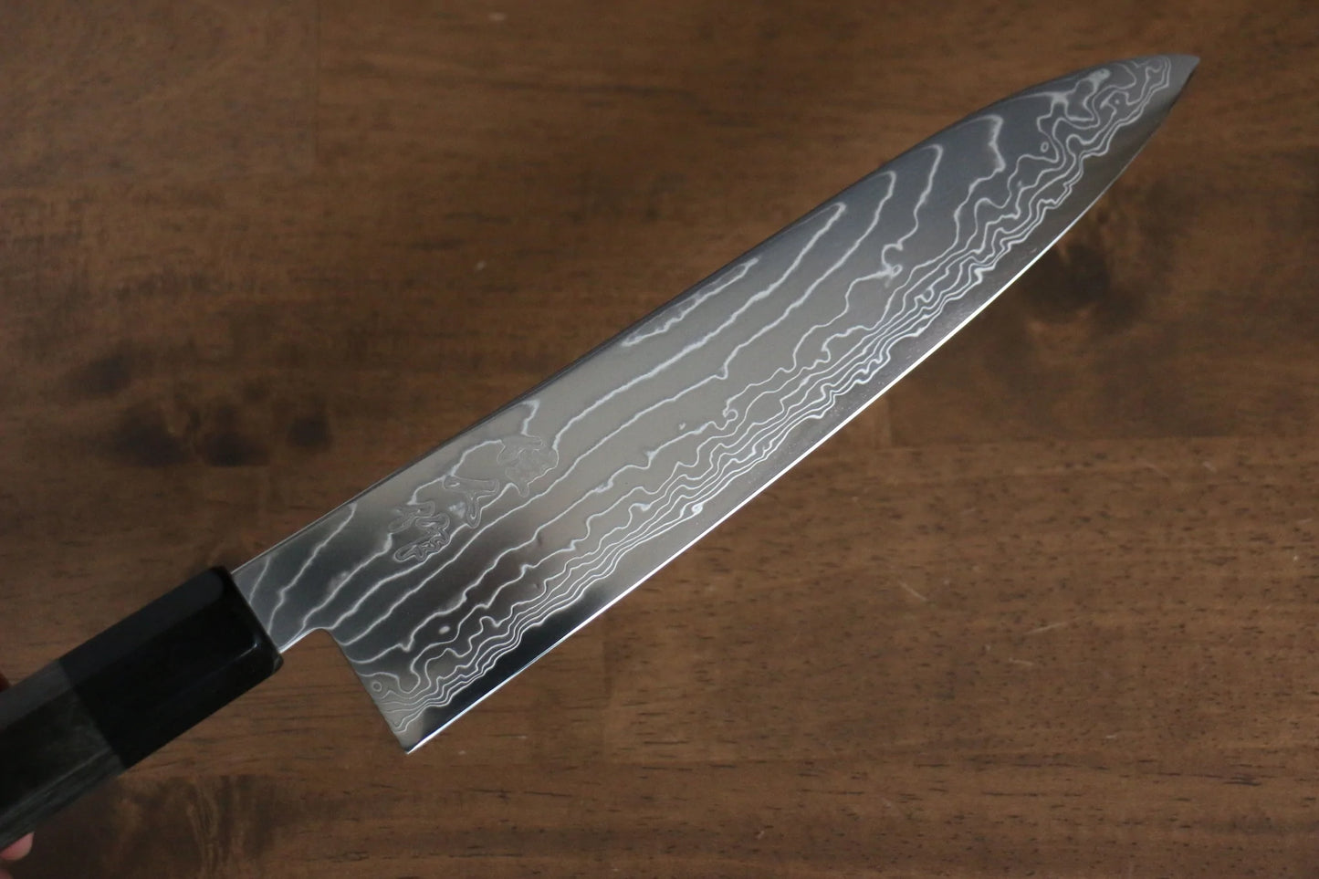 Kajin-Marke. Spezial-Kobaltstahl, Damaststahl, Gyuto-Mehrzweckmesser, japanisches Messer, 210 mm, grauer Pakka-Holzgriff