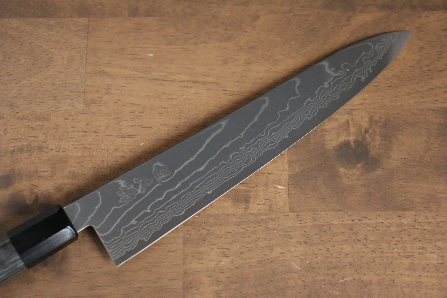 Kajin-Marke. Spezieller Kobaltstahl, Damaststahl, Gyuto-Mehrzweckmesser, japanisches Messer, 240 mm, grauer Pakka-Holzgriff