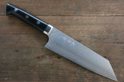 Takeshi Saji Blue Steel No.2 Colored Damascus  Bunka Japanese Chef Knife 175mm with Black Micarta handle - Japanny - Best Japanese Knife