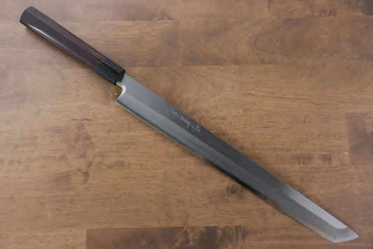Jikko-Marke Silver Steel Nr. 3 Yanagiba-Fischmesser, spezielles Shashimi (runder Griff), japanisches Messer, 330 mm Griff aus Sandelholz