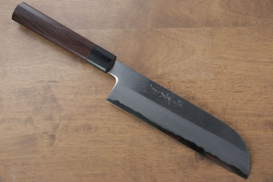 Jikko-Marke Nr. 2, weißes Usuba-Spezialmesser für Obst und Gemüse (halbmondförmig), japanisches Messer, 195 mm Griff aus Sandelholz