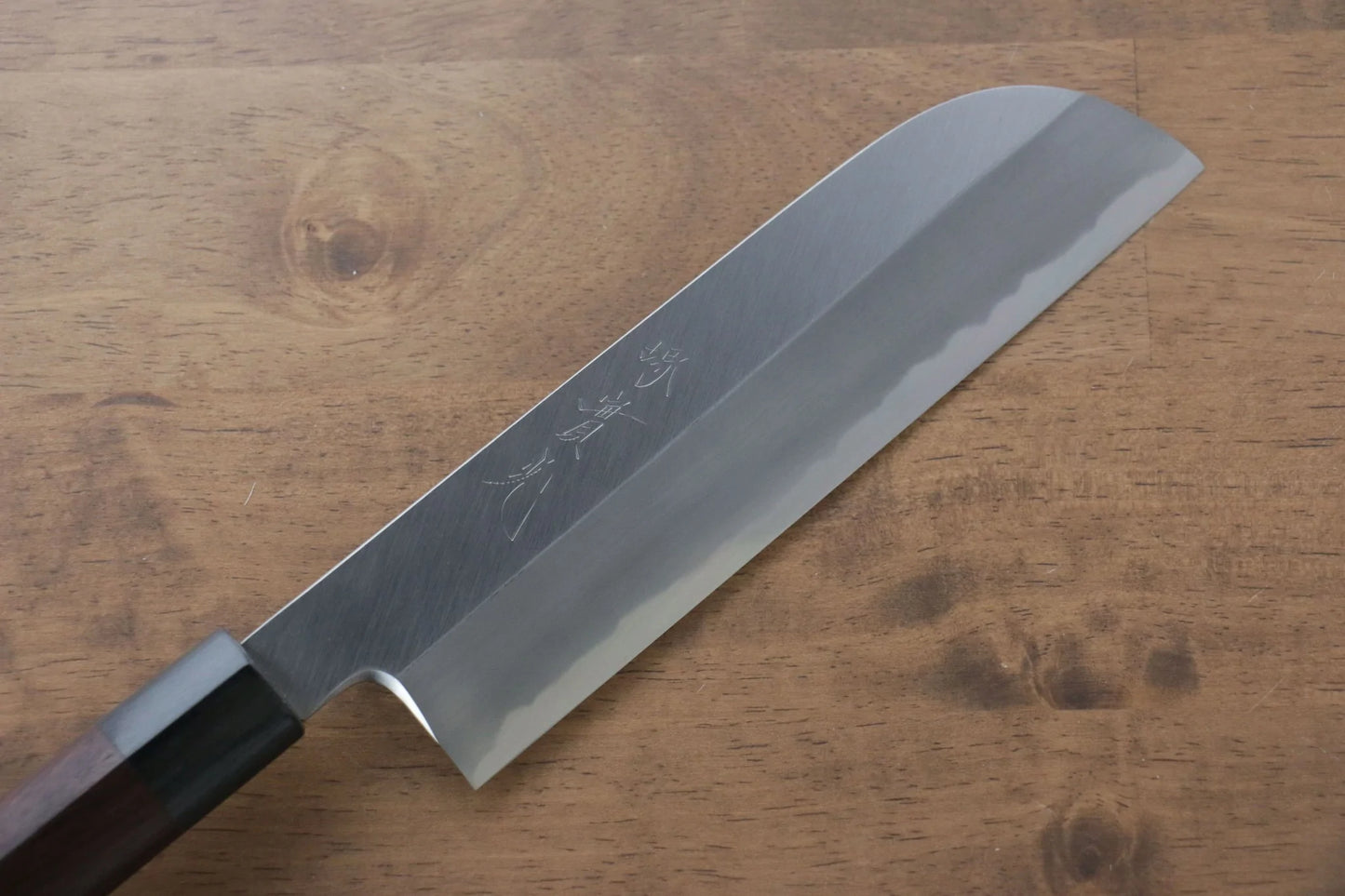 Jikko-Marke Nr. 2, weißes Usuba-Spezialmesser für Obst und Gemüse (halbmondförmig), japanisches Messer, 195 mm Griff aus Sandelholz