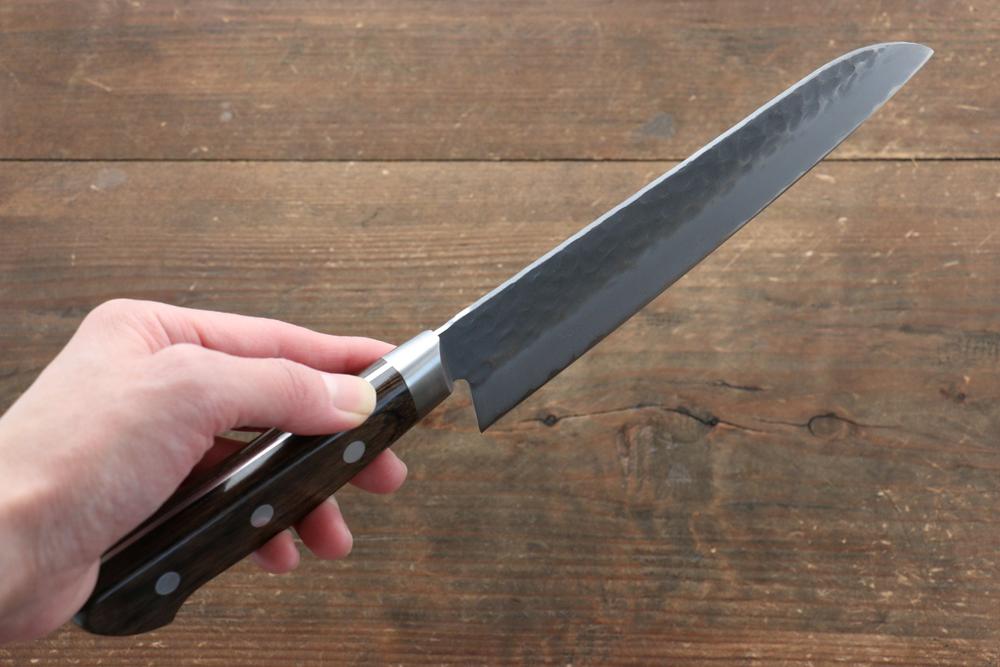 Dao đa năng Santoku dao Nhật thương hiệu Seisuke thép AUS8 rèn thủ công 180mm chuôi dao gỗ ép nâu