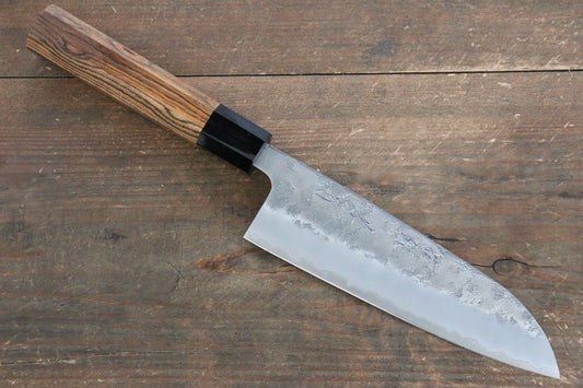 Sakai Takayuki Silver Steel No.3 Nashiji Santoku Japanese Knife 170mm with Black Persimmon Handle - Japanny - Best Japanese Knife