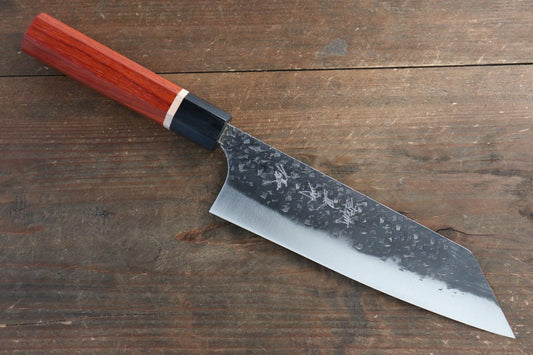 Yu Kurosaki Blue Super Clad Hammered Kurouchi Bunka Japanese Chef Knife 180mm with Padoauk Handle - Japanny - Best Japanese Knife