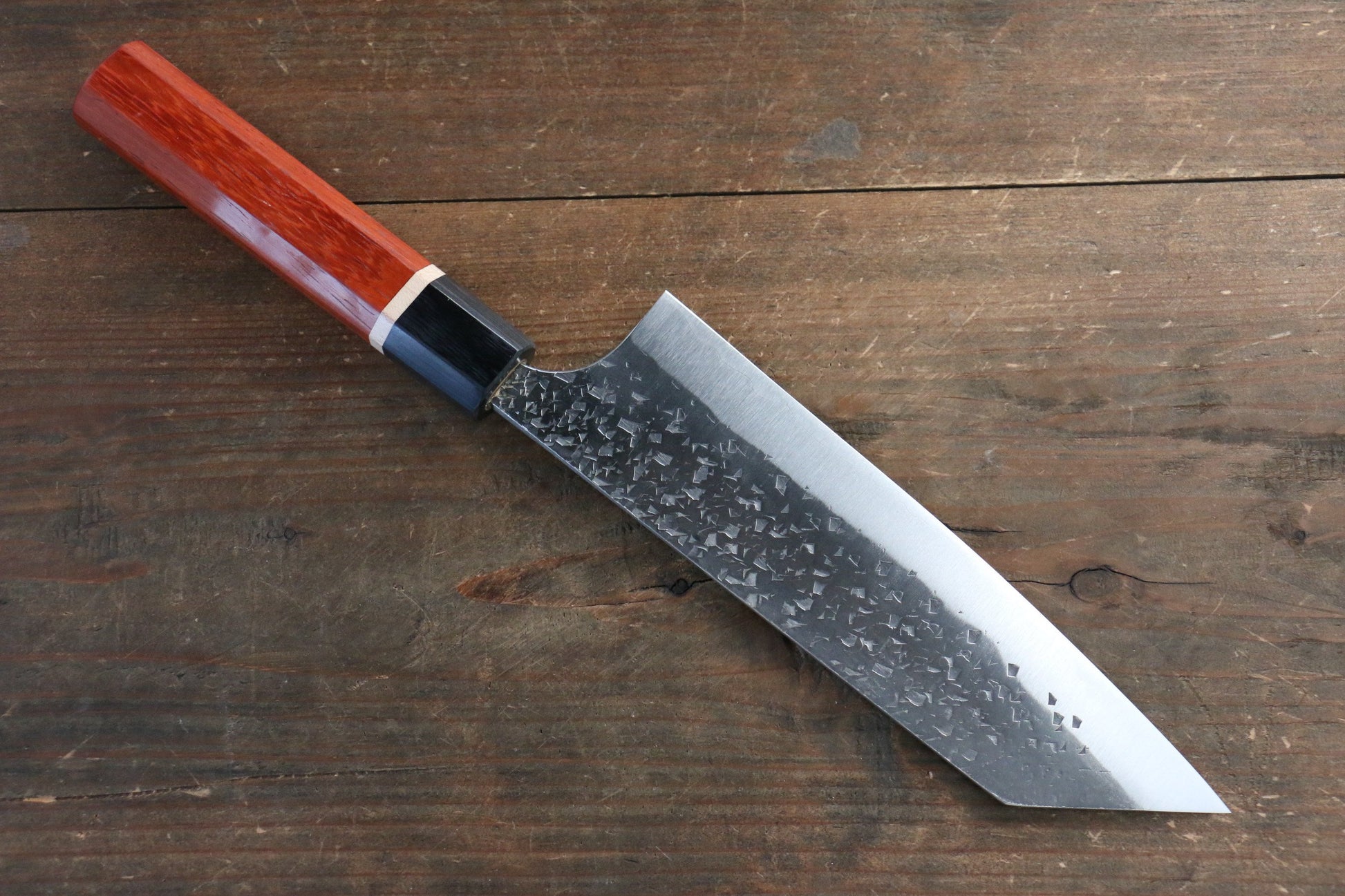 Yu Kurosaki Blue Super Clad Hammered Kurouchi Bunka Japanese Chef Knife 180mm with Padoauk Handle - Japanny - Best Japanese Knife