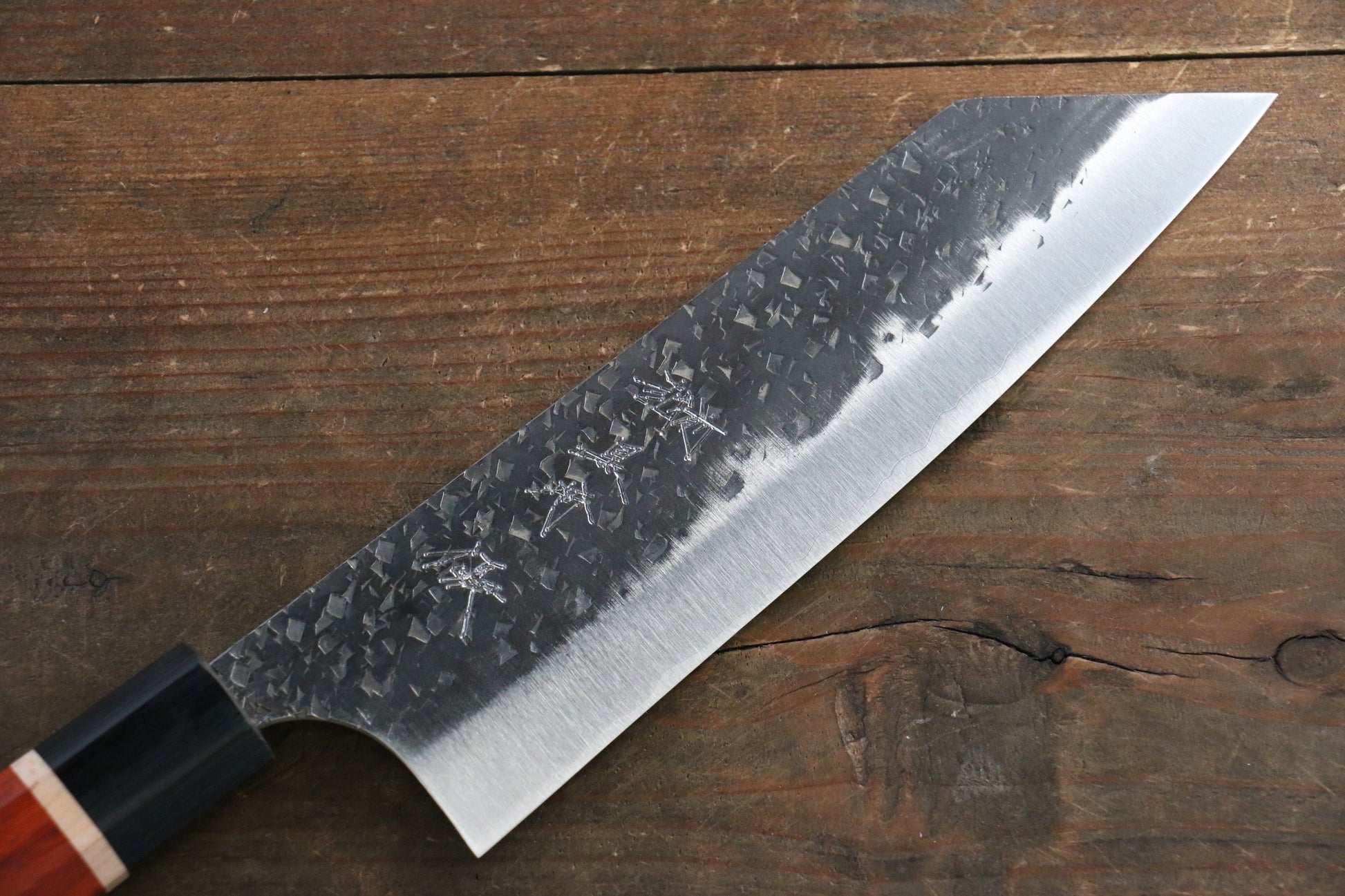 Yu Kurosaki Blue Super Clad Hammered Kurouchi Bunka Japanese Chef Knife 180mm with Padoauk Handle - Japanny - Best Japanese Knife