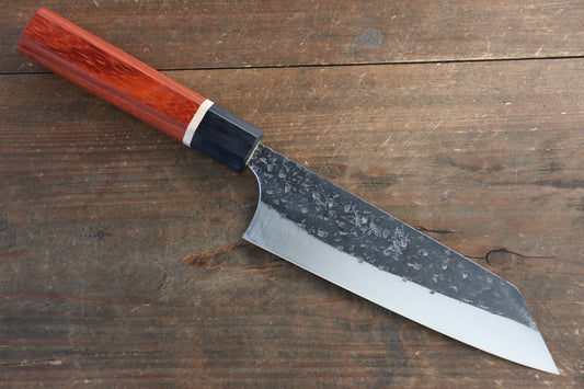 Yu Kurosaki Blue Super Clad Hammered Kurouchi Bunka Japanese Chef Knife 165mm with Padoauk Handle - Japanny - Best Japanese Knife