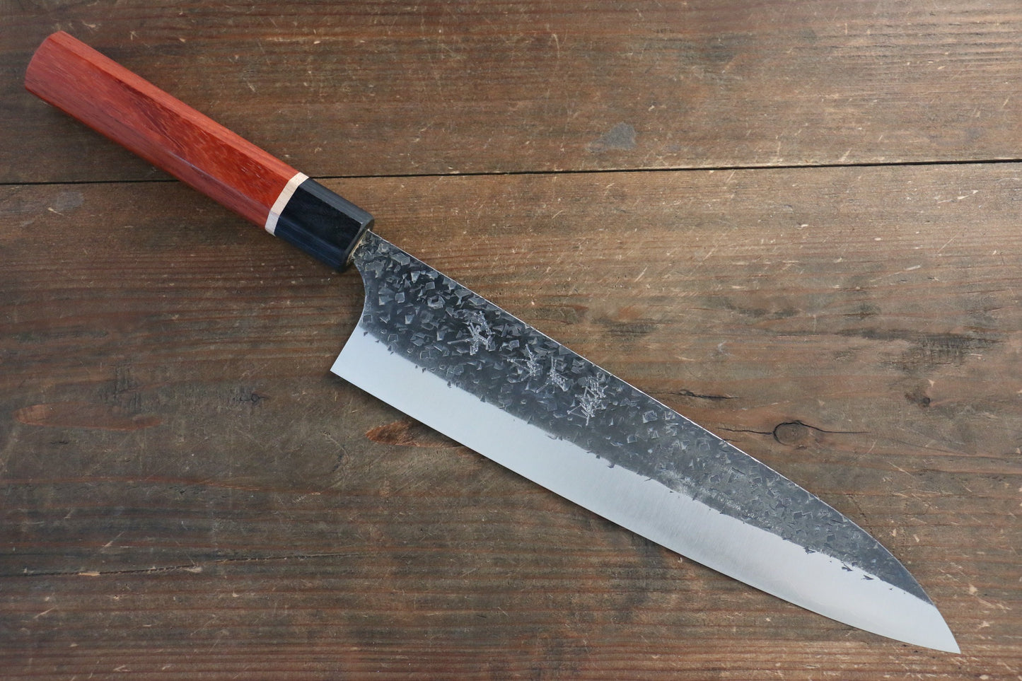 Yu Kurosaki Blue Super Clad Hammered Kurouchi Gyuto Japanese Chef Knife 240mm with Padoauk Handle - Japanny - Best Japanese Knife