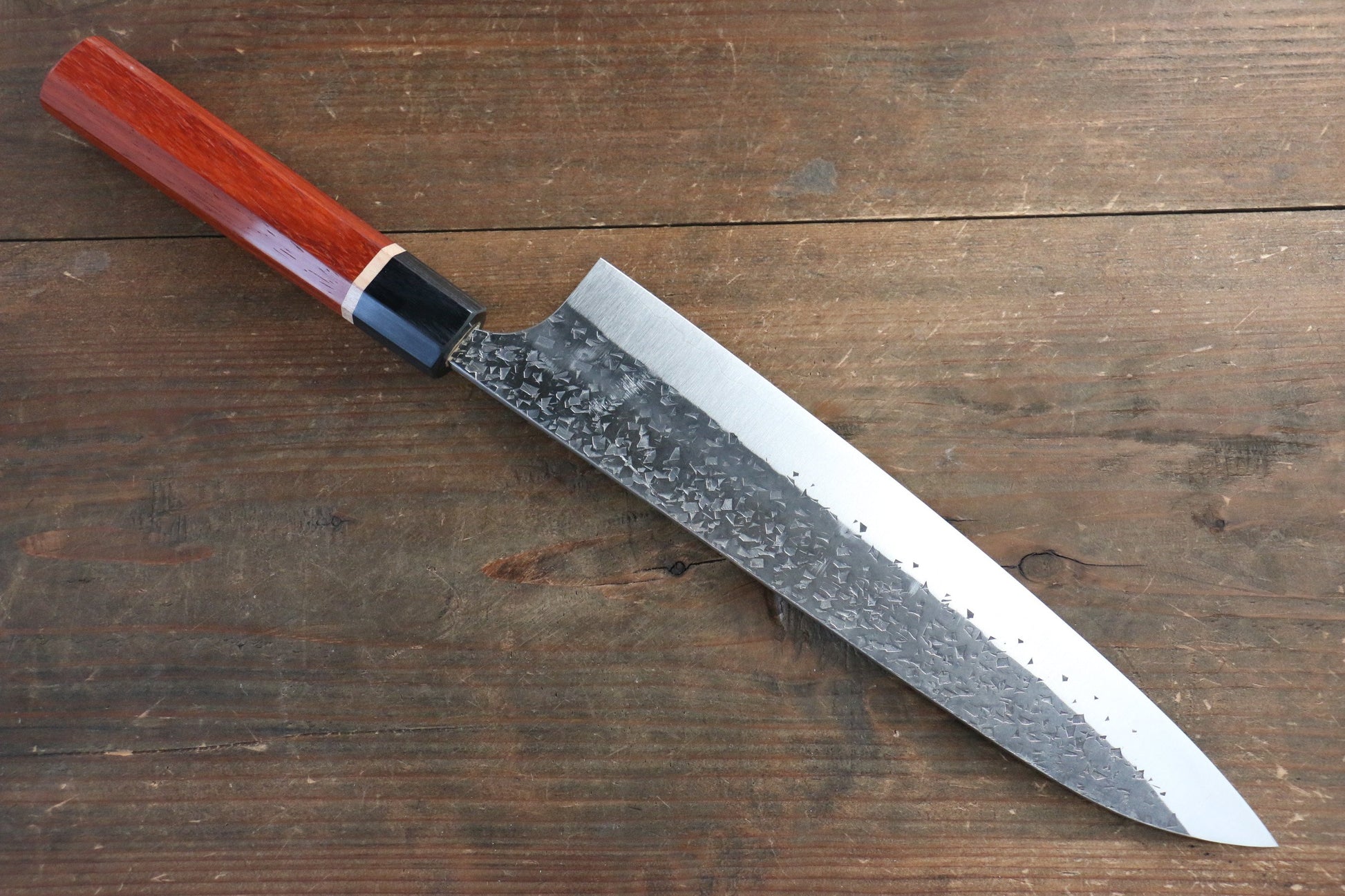 Yu Kurosaki Blue Super Clad Hammered Kurouchi Gyuto Japanese Chef Knife 240mm with Padoauk Handle - Japanny - Best Japanese Knife