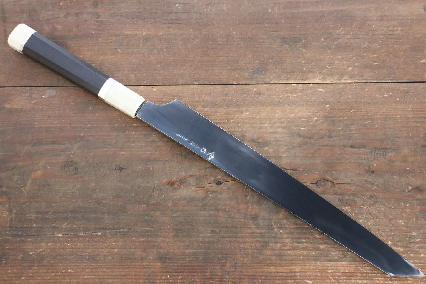 Sakai Takayuki Blue Steel No.1 Yanagiba Japanese Knife 300mm with Chinese Quince with Triple Ring Handle with Saya - Japanny - Best Japanese Knife