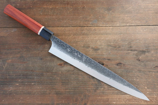 Yu Kurosaki Blue Super Clad Hammered Kurouchi Sujihiki Japanese Chef Knife 270mm with Padoauk Handle - Japanny - Best Japanese Knife