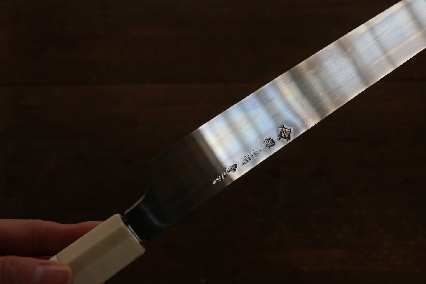 Sakai Takayuki Blue Steel No.1 Yanagiba Japanese Knife 300mm with Chinese Quince with Triple Ring Handle with Saya - Japanny - Best Japanese Knife