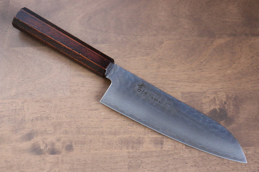 Thương hiệu Sakai Takayuki Thất sắc VG10 33 lớp  Dao đa năng Santoku dao Nhật 180mm chuôi dao nhựa ABS (Giả vân gỗ cổ điển)
