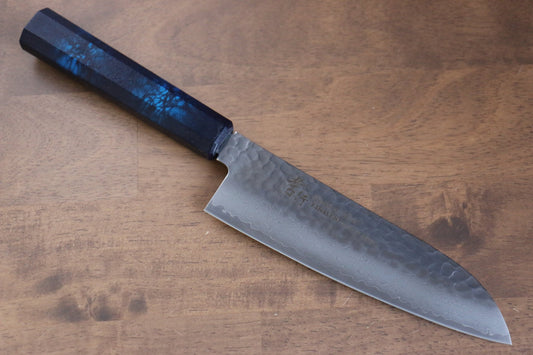 Thương hiệu Sakai Takayuki Thất sắc VG10 33 lớp  Dao đa năng Santoku dao Nhật 180mm chuôi dao nhựa ABS (Màu mai rùa xanh dương)