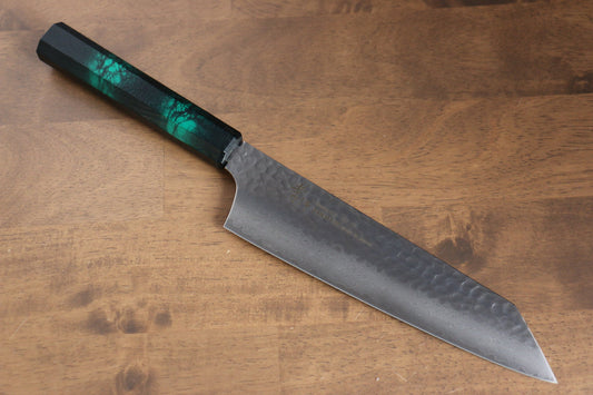 Marke Sakai Takayuki Sieben Farben VG10 33 Schichten Gyuto-Mehrzweckmesser (schwertförmige Klinge) Japanisches Messer 190 mm Griff aus ABS-Kunststoff (grüne Schildkrötenpanzerfarbe)