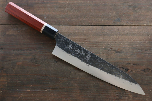 Yu Kurosaki Blue Super Clad Hammered Kurouchi Gyuto Japanese Chef Knife 210mm with Padoauk Handle - Japanny - Best Japanese Knife