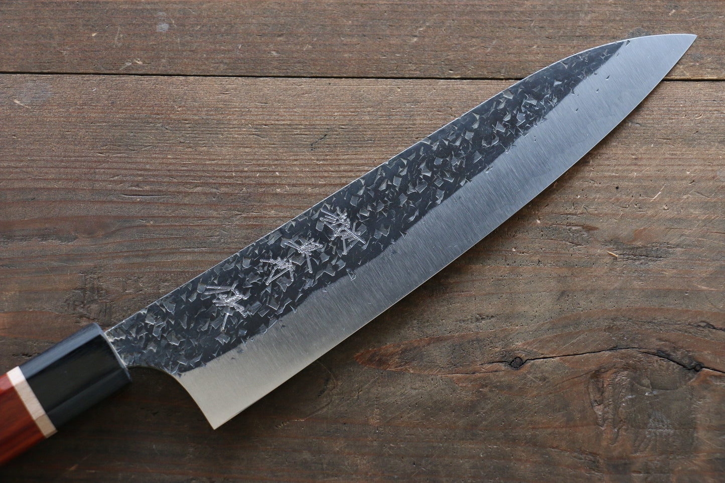 Yu Kurosaki Blue Super Clad Hammered Kurouchi Gyuto Japanese Chef Knife 210mm with Padoauk Handle - Japanny - Best Japanese Knife