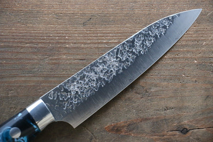 Yu Kurosaki R2/SG2 Hammered Petty Japanese Chef Knife 130mm with Blue Marble handle - Japanny - Best Japanese Knife