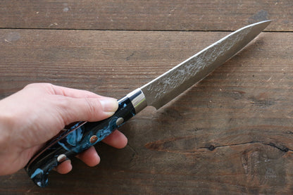 Yu Kurosaki R2/SG2 Hammered Petty Japanese Chef Knife 130mm with Blue Marble handle - Japanny - Best Japanese Knife