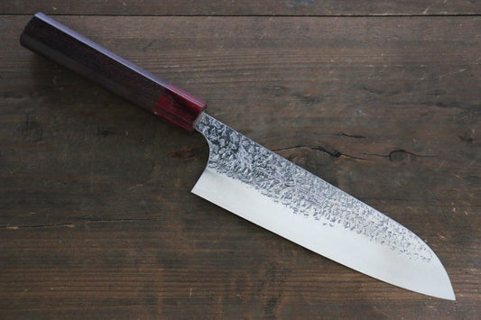 Yu Kurosaki Shizuku R2/SG Hammered Santoku Japanese Chef Knife 165mm - Japanny - Best Japanese Knife