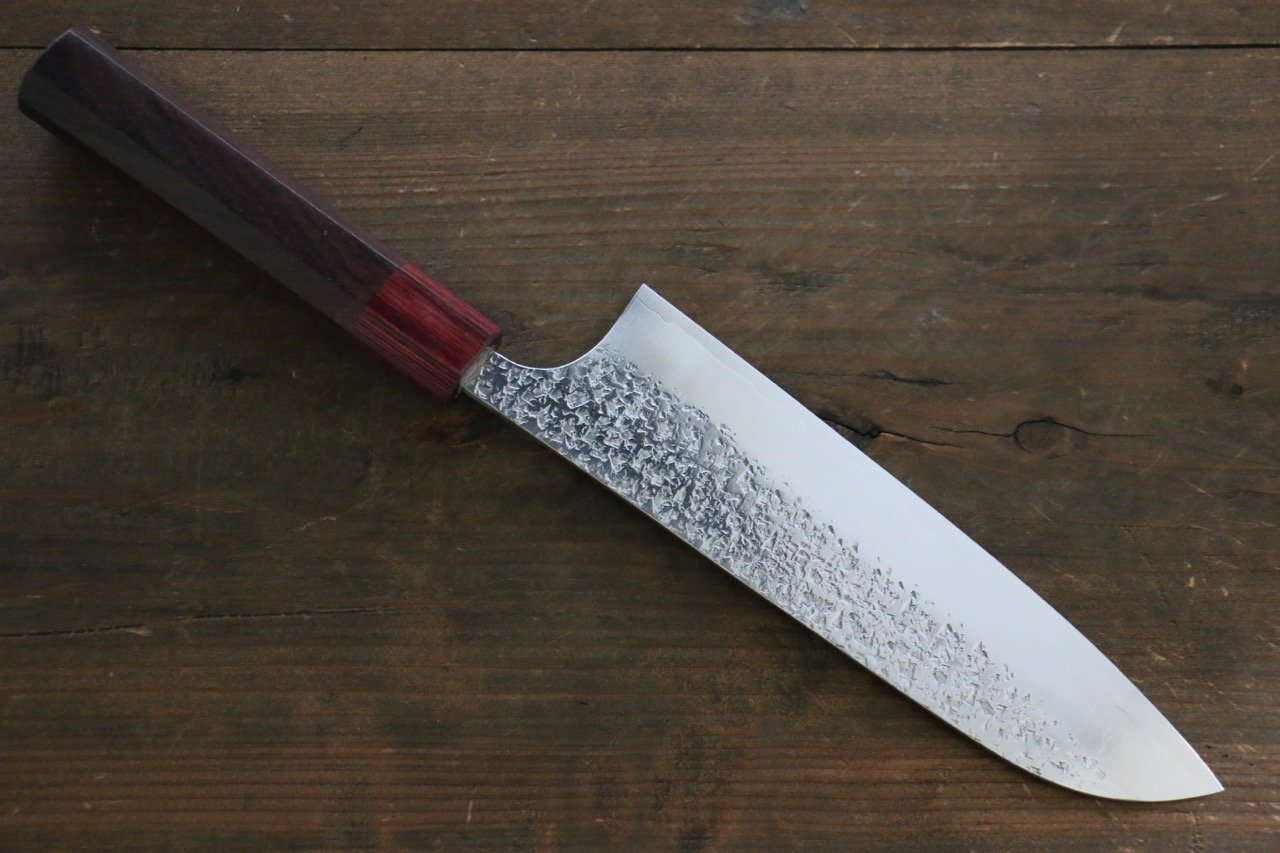 Yu Kurosaki Shizuku R2/SG Hammered Santoku Japanese Chef Knife 165mm - Japanny - Best Japanese Knife