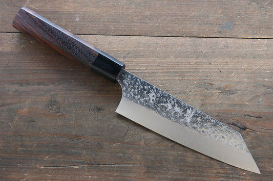 Yu Kurosaki Shizuku R2/SG Hammered Bunka Japanese Chef Knife 165mm with Shitan handle (Black) - Japanny - Best Japanese Knife