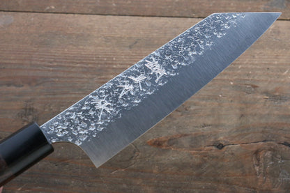 Yu Kurosaki Shizuku R2/SG Hammered Bunka Japanese Chef Knife 165mm with Shitan handle (Black) - Japanny - Best Japanese Knife