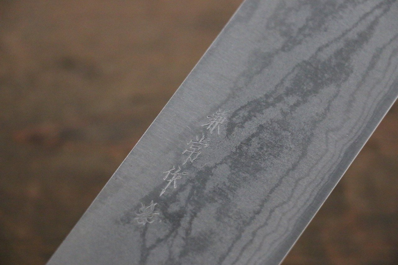 Kanetsune White Steel No.2 11 Layer Damascus Nakiri Japanese Chef Knife 165mm Shitan Handle - Japanny - Best Japanese Knife