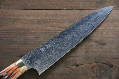 Takeshi Saji R2/SG2 Diamond Finish Damascus Gyuto Japanese Chef Knife 180mm with Orange Bone Handle - Japanny - Best Japanese Knife