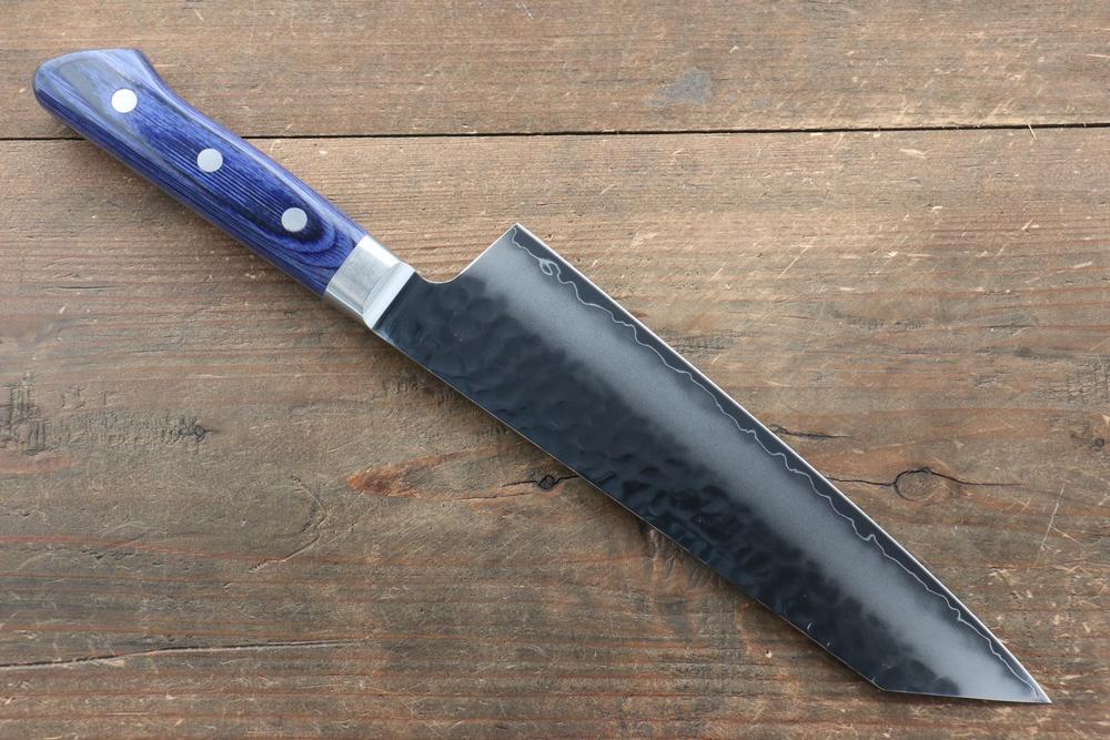 Marke Seisuke Aonashi AUS10 Handgeschmiedetes Santoku-Mehrzweckmesser (Kiritsuke), japanisches Messer, 195 mm, grün laminiertes Holz, Messergriff 