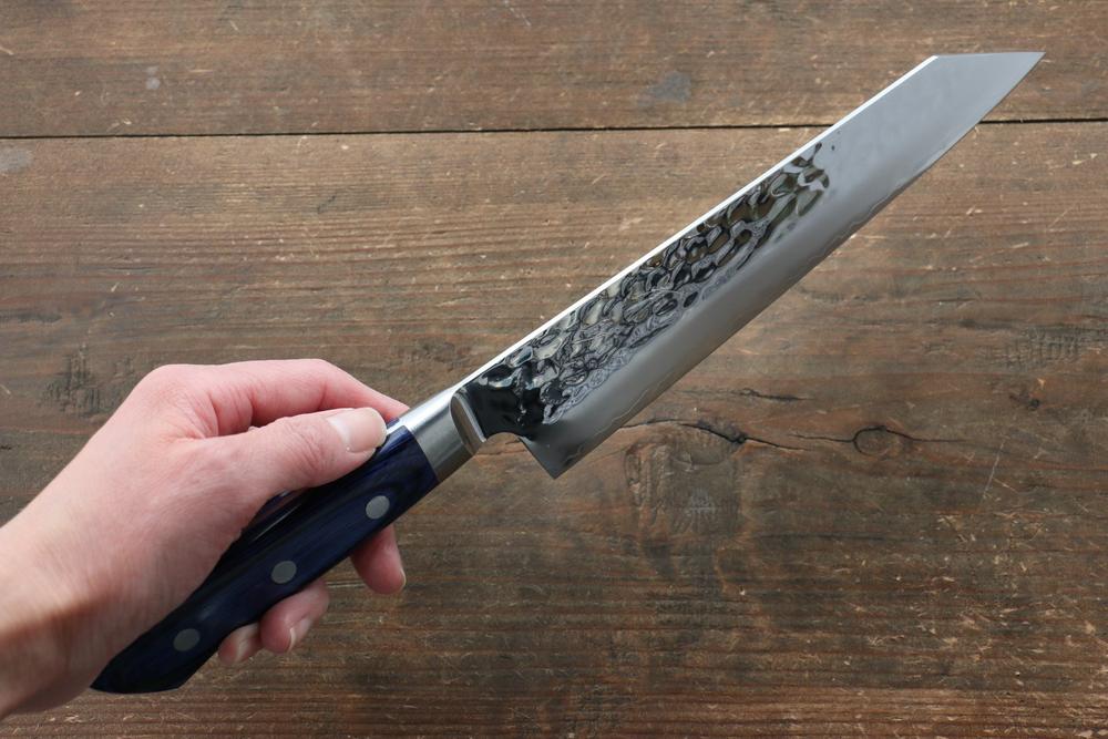 Marke Seisuke Aonashi AUS10 Handgeschmiedetes Santoku-Mehrzweckmesser (Kiritsuke), japanisches Messer, 195 mm, grün laminiertes Holz, Messergriff 