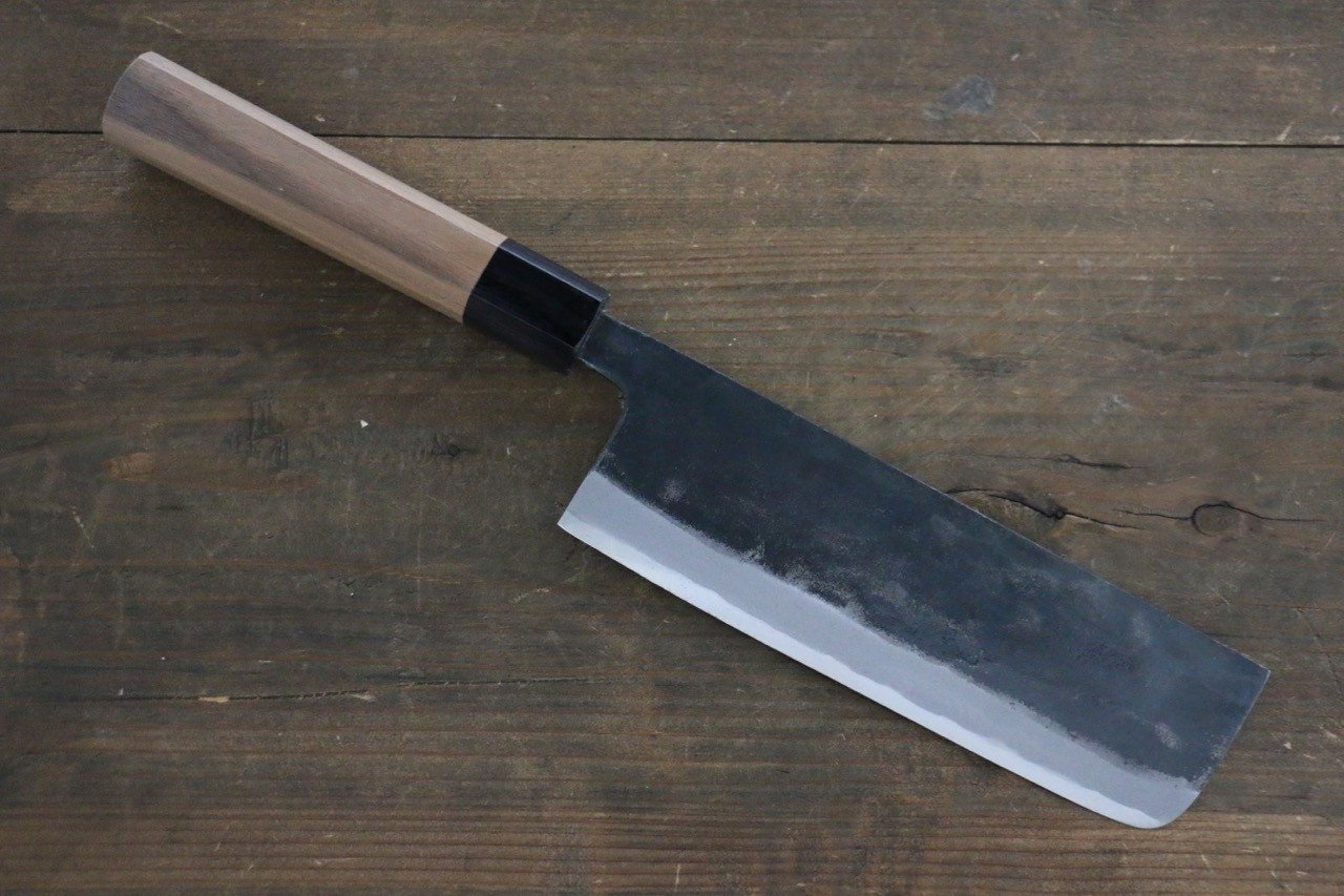 Sakai Takayuki Blue Steel No.2 Kurouchi Nakiri 170mm - Japanny - Best Japanese Knife