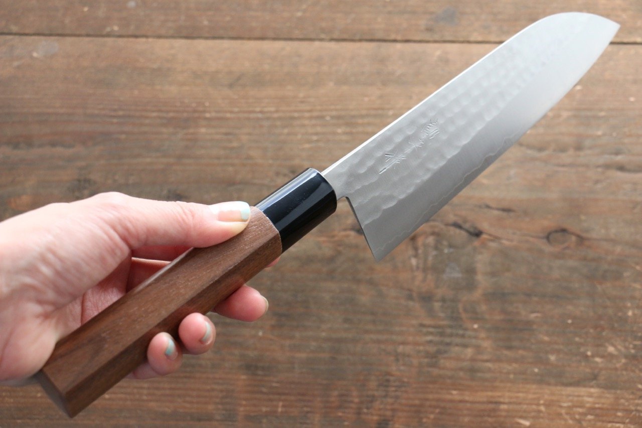 Kunihira VG1 Hammered Santoku Japanese Chef Knife 170mm with Walnut Handle - Japanny - Best Japanese Knife