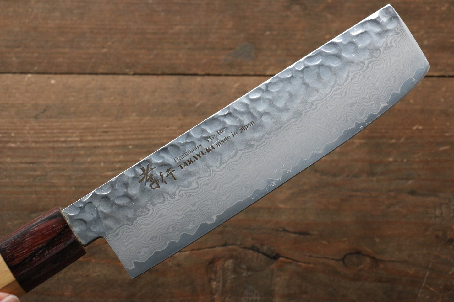 Sakai Takayuki VG10 33 Layer Damascus Nakiri Japanese Knife 170mm with Keyaki (Japanese Elm) Handle - Japanny - Best Japanese Knife