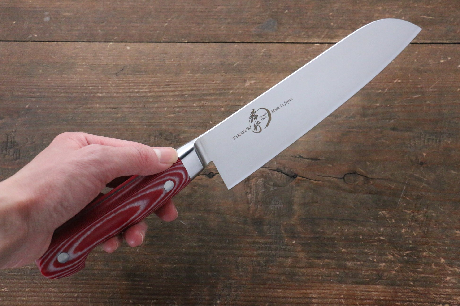 Sakai Takayuki Sakai Takayuki  Grand Chef Swedish Steel Santoku Japanese Knife 180mm with Red Micarta Handle - Japanny - Best Japanese Knife