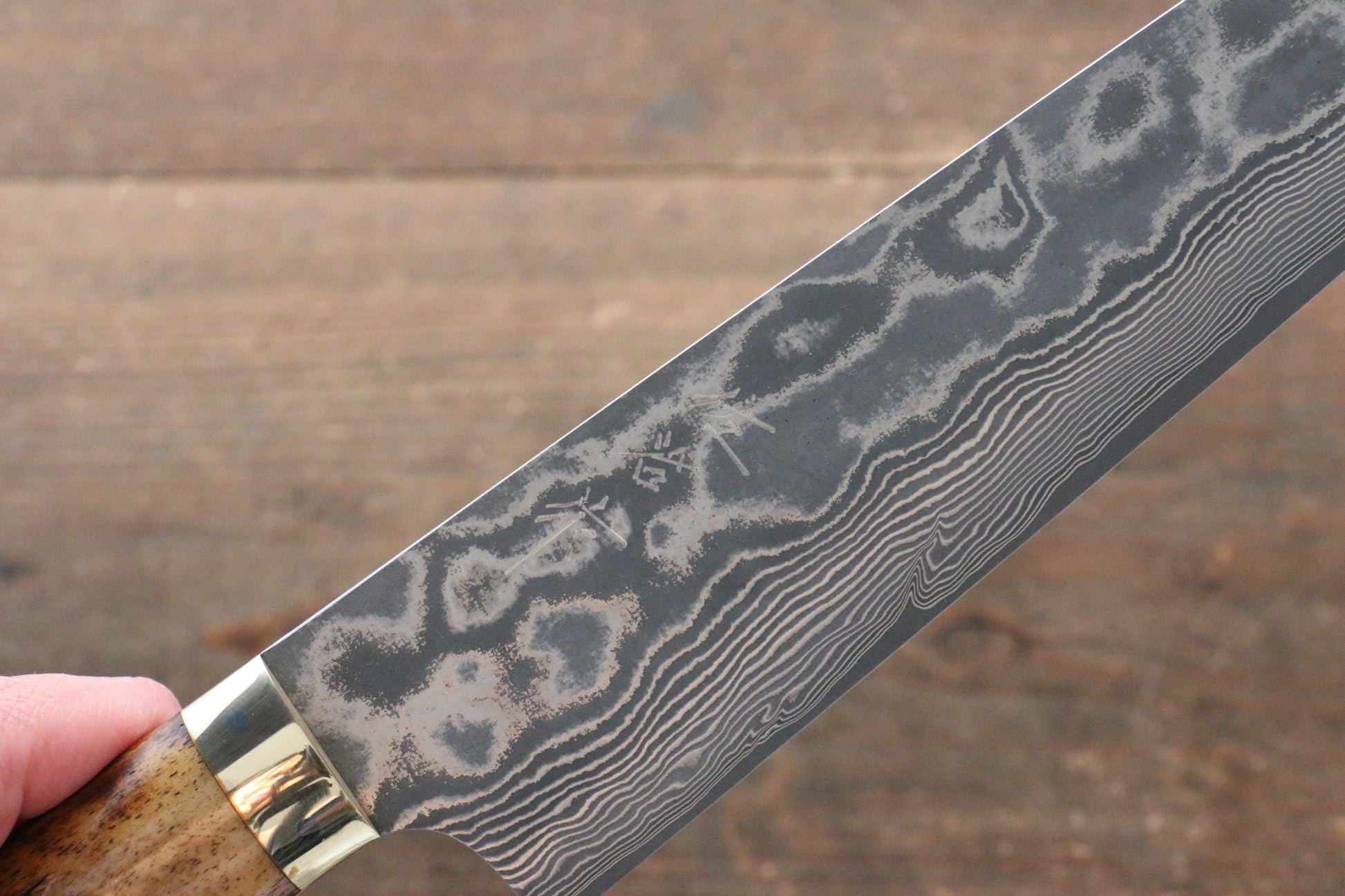 Takeshi Saji VG10 Black Damascus Gyuto Japanese Knife 240mm with Brown Cow Bone  Handle - Japanny - Best Japanese Knife