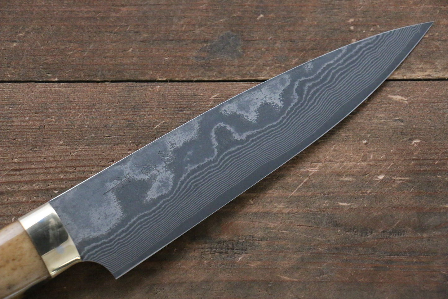 Takeshi Saji VG10 Black Damascus Petty-Utility Japanese Knife 150mm with Brown Cow Bone  Handle - Japanny - Best Japanese Knife