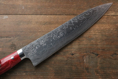 Takeshi Saji R2/SG2 Diamond Finish Damascus Gyuto Japanese Knife 240mm with Red Turquoise (Nomura Style) Handle - Japanny - Best Japanese Knife