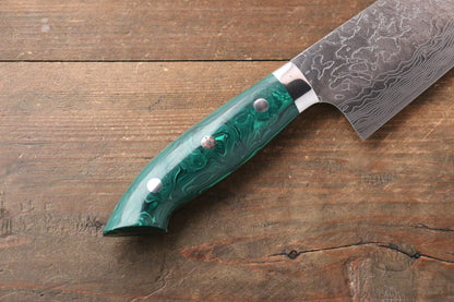 Takeshi Saji R2/SG2 Diamond Finish Damascus Gyuto Japanese Knife 240mm with Green Turquoise (Nomura Style) Handle - Japanny - Best Japanese Knife